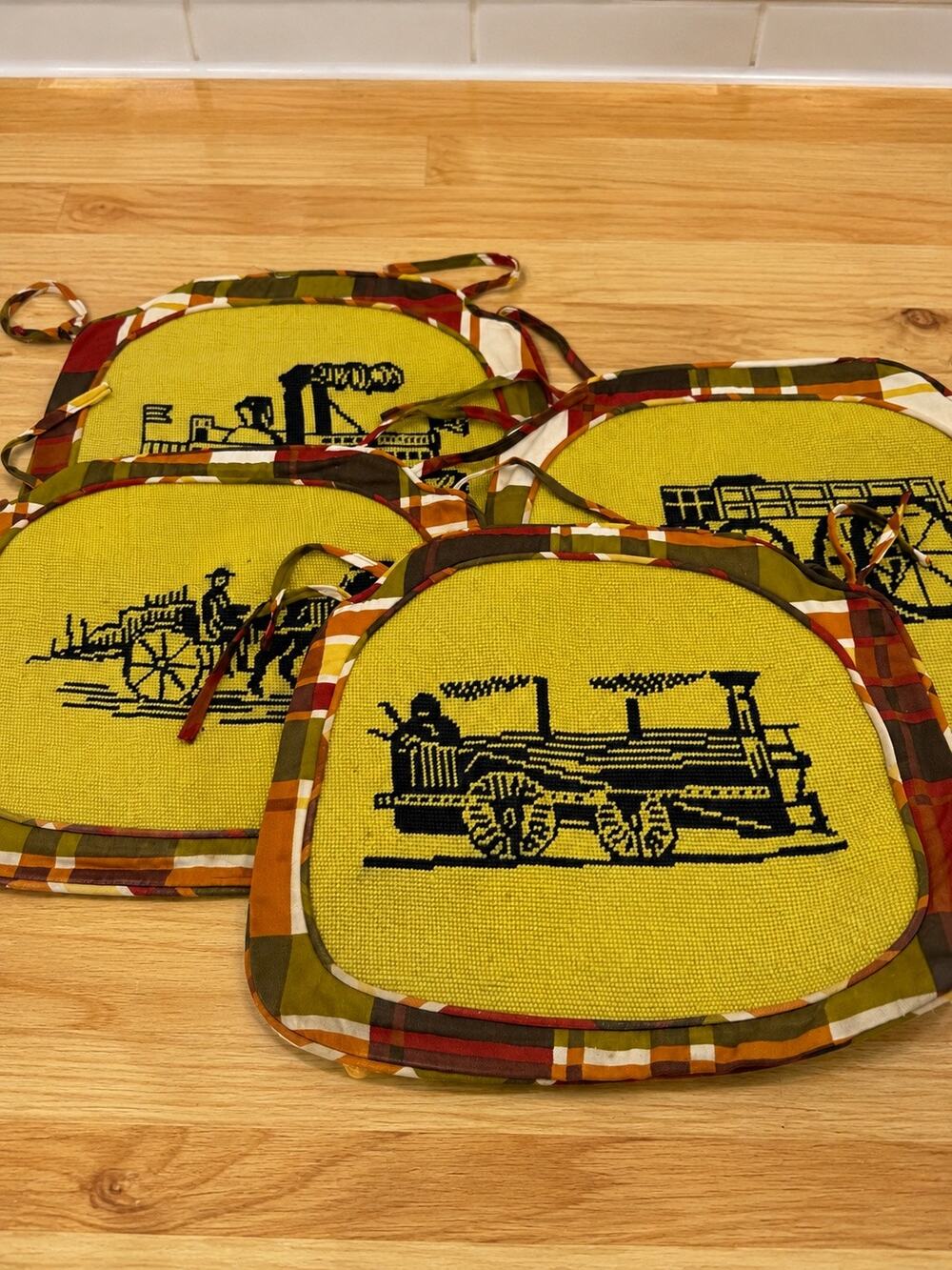 1970's Needlepoint Chair Pads SET (4)